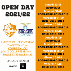 Scopri di più sull'articolo Open Day Scuola Calcio 2021/2022