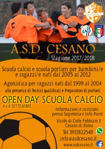 Scopri di più sull'articolo STAGIONE 2017/2018 – OPEN DAY