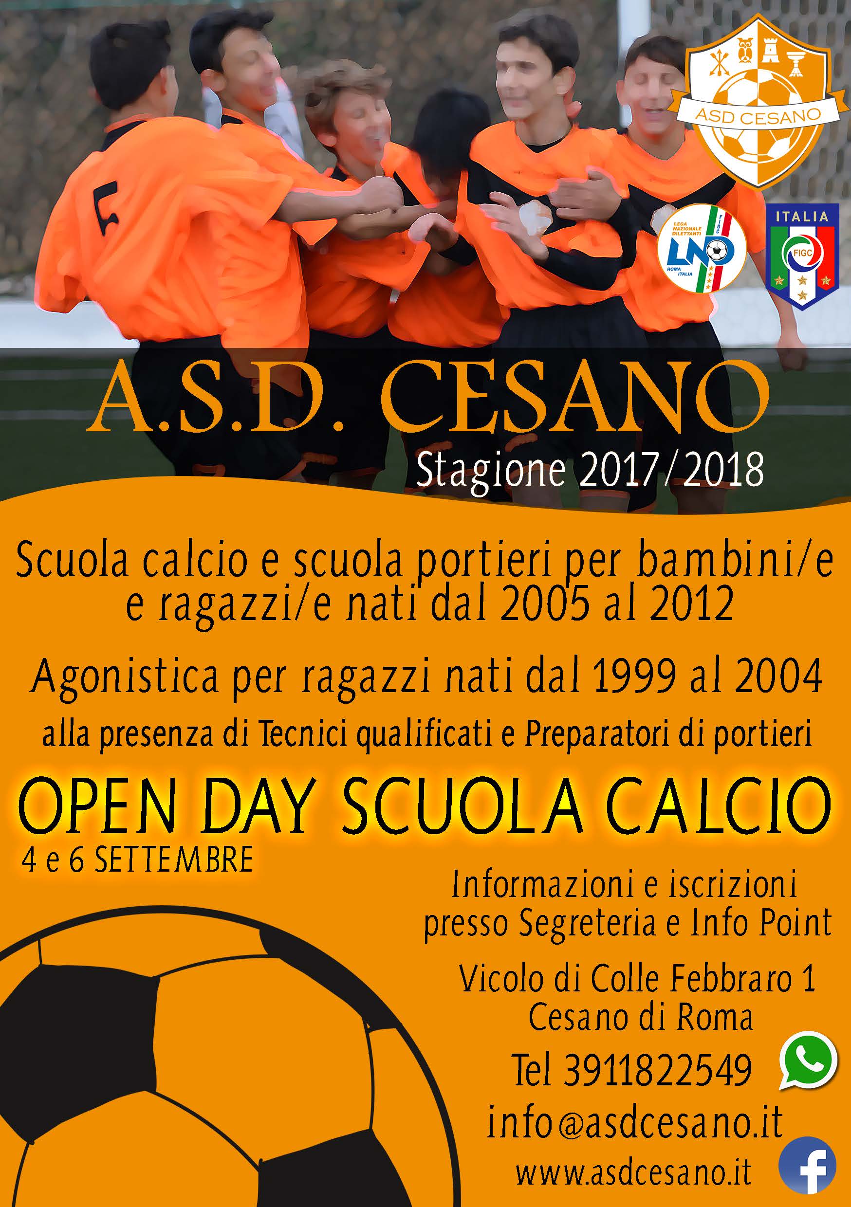 Al momento stai visualizzando STAGIONE 2017/2018 – OPEN DAY