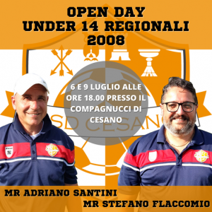 Scopri di più sull'articolo Open Day Under 14 Regionali – 6 e 9 luglio 2021