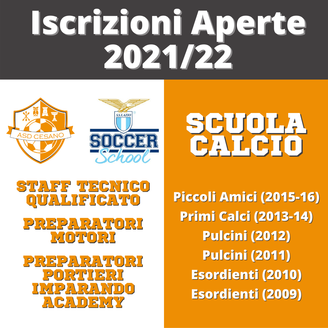 Al momento stai visualizzando Iscrizioni Aperte Scuola Calcio 2021/22
