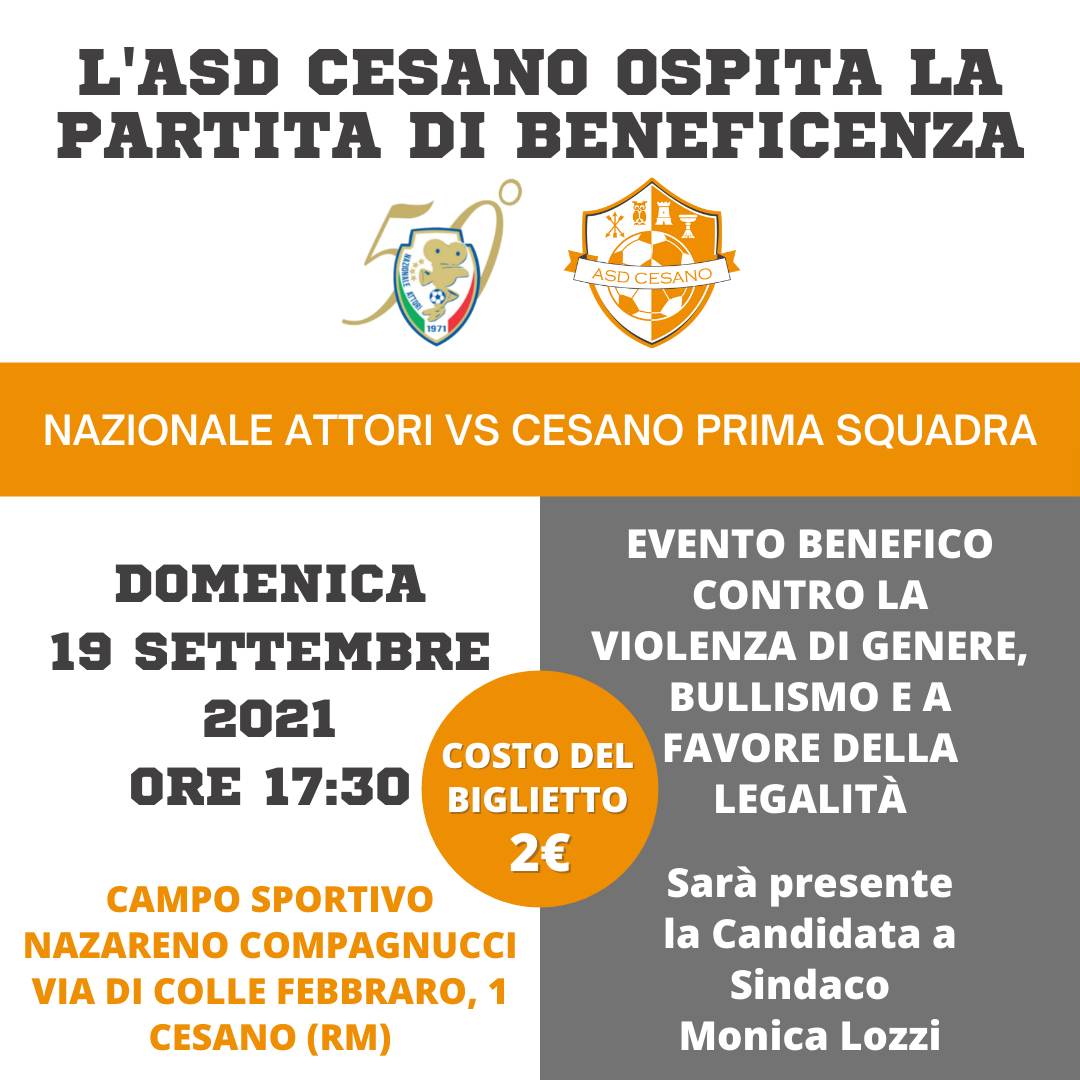 Al momento stai visualizzando Partita di Beneficenza 19 settembre 2021